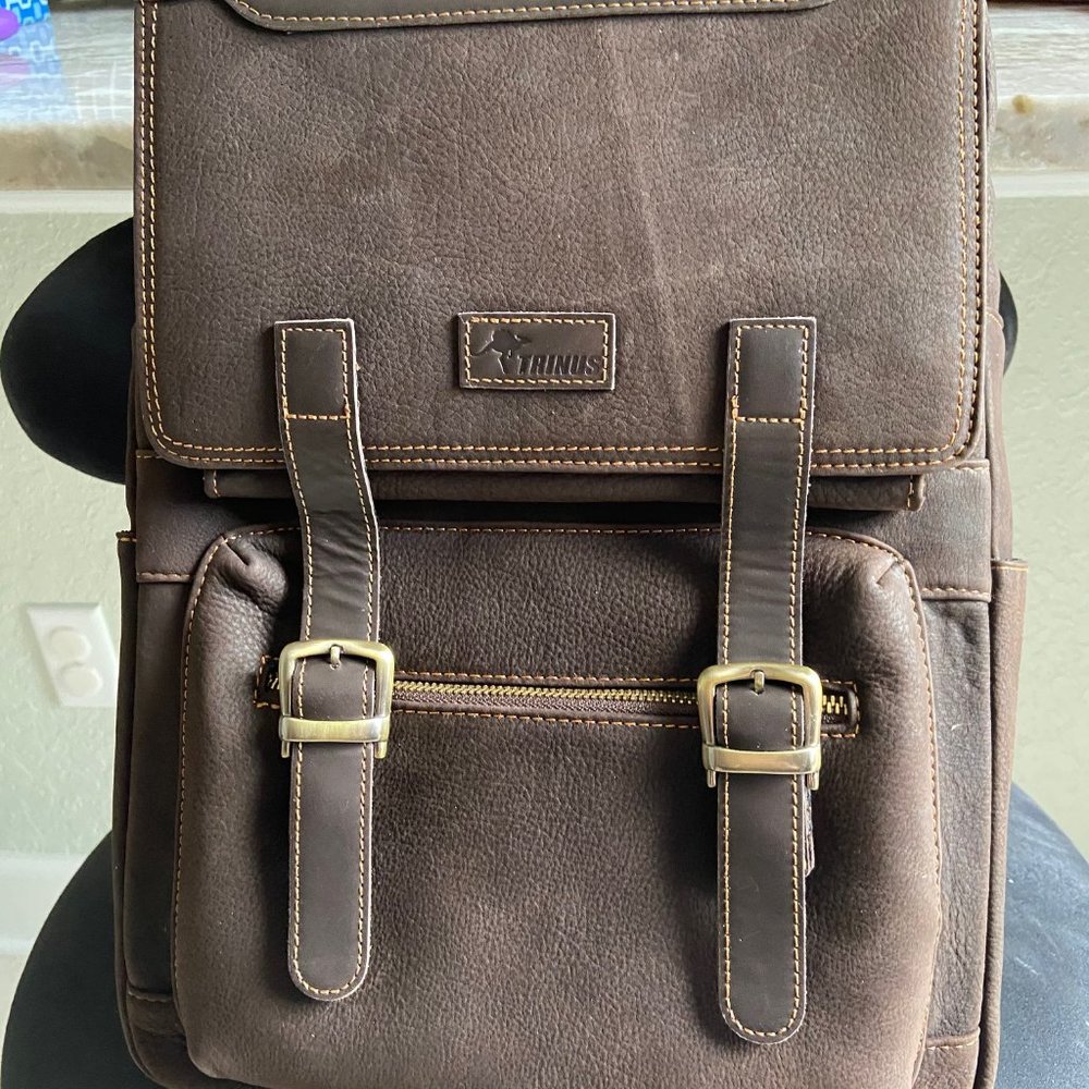 Butter soft suede, chocolate brown backpack/laptop bag; UnUsed!